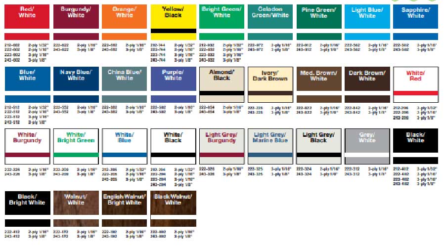 engraved label stock colors chart